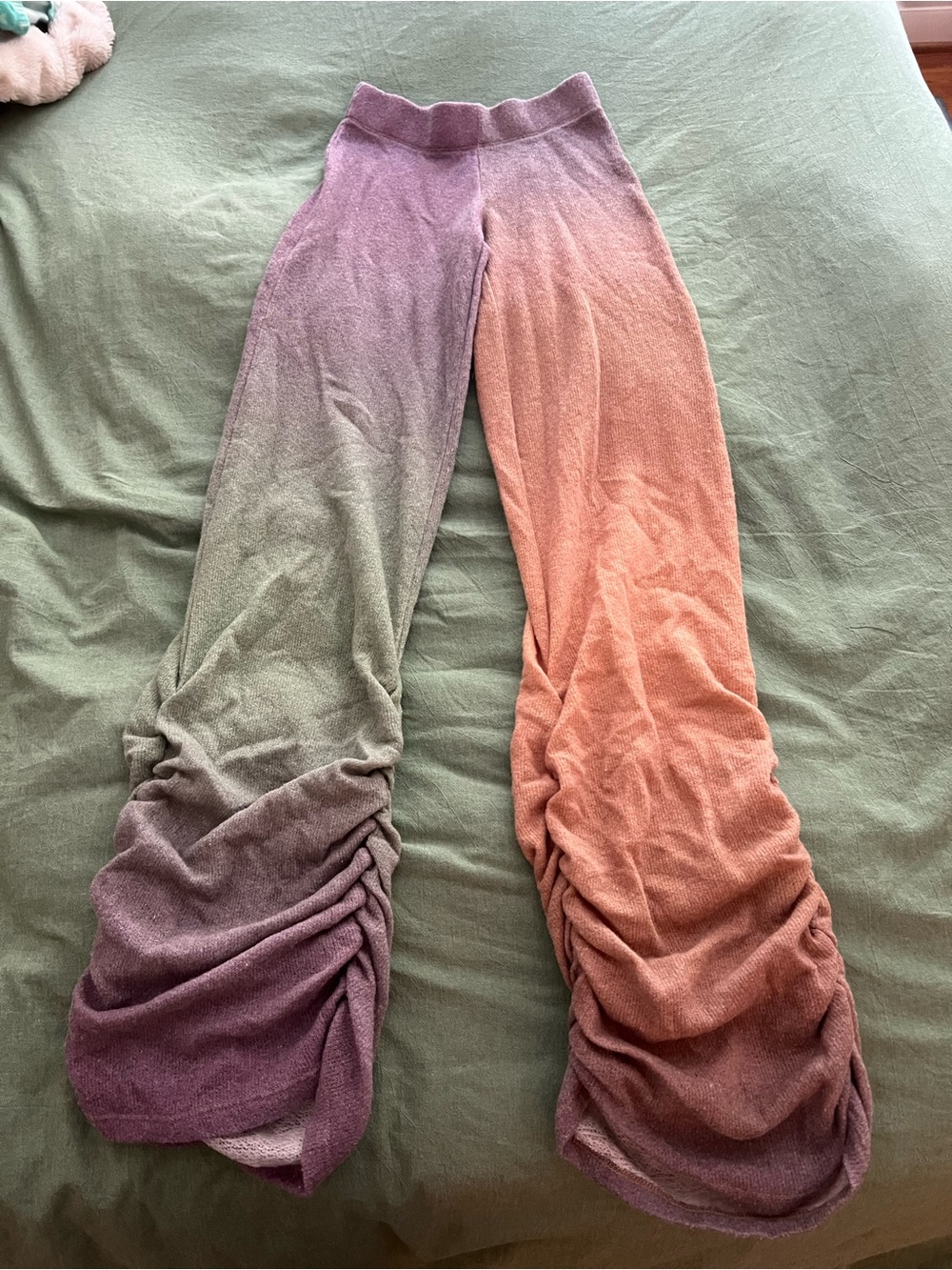 Jaded London Kids Ombre Ruched Leggings in Purple, Green & Peach